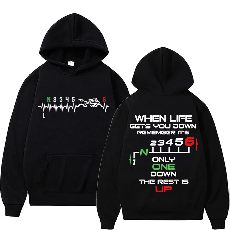 Motorcycle Gear Hoodie - Motorcycle Gear Shift Hoodie Unisex Retro