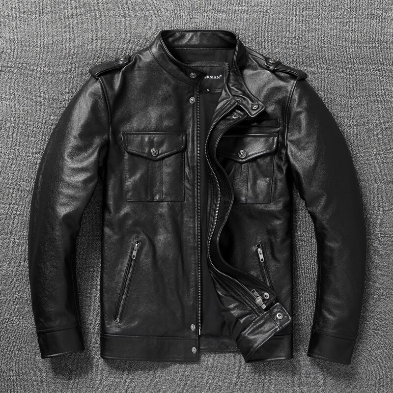 Riding Jacket Leather - Genuine Leather Man Jackets Slim Soft