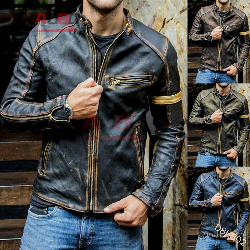 Motorcycle Retro Leather Jacke - Riding Jacket Leather 评论和价格