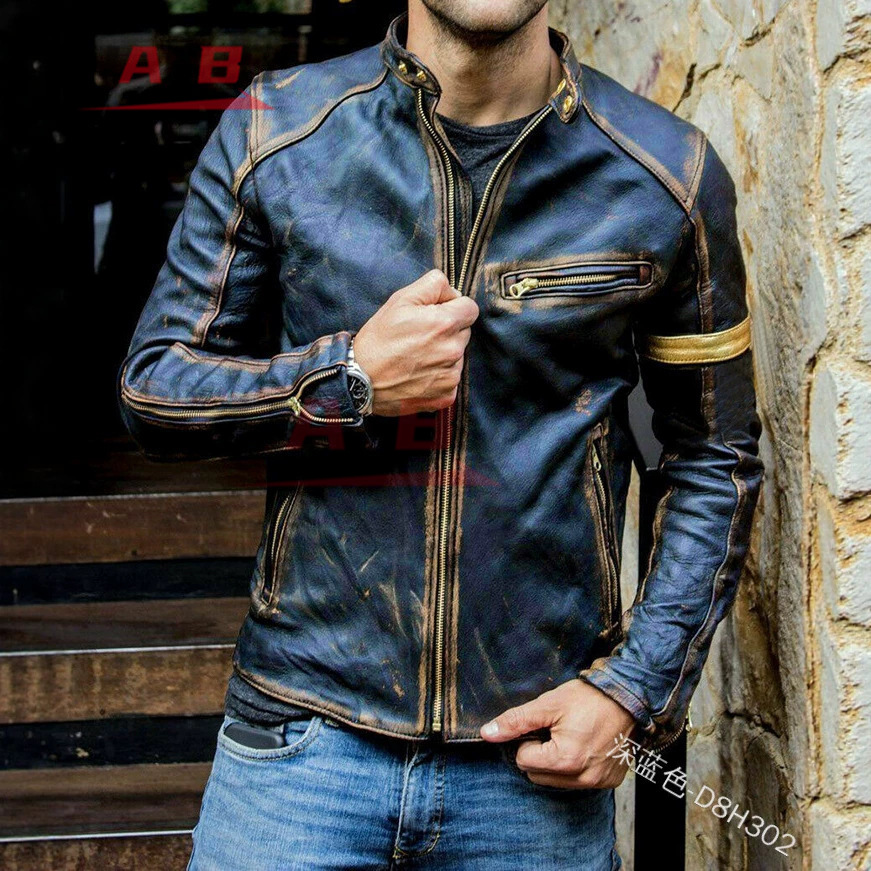Motorcycle Retro Leather Jacke - Riding Jacket Leather 评论和价格