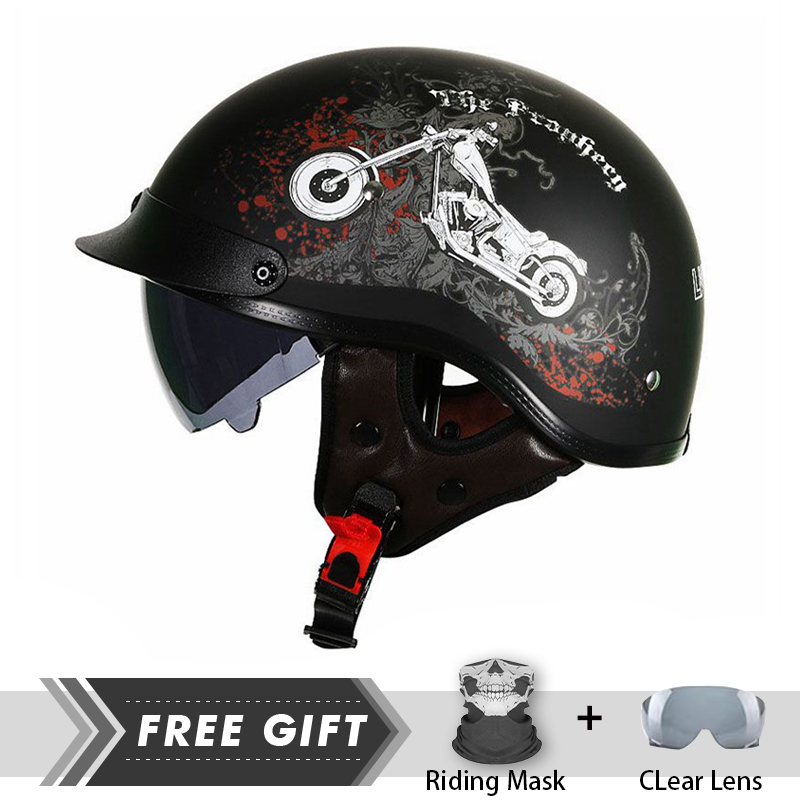 Men Women Half Face Helmet ABS - Motorcycle Gear In Store 评论和价格