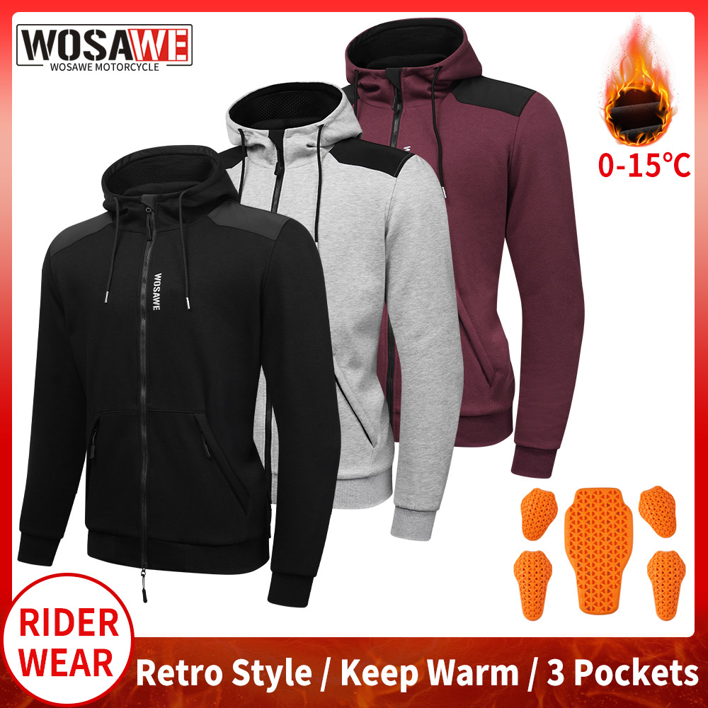 WOSAWE Motorcycle Hoodie Jacke - Motorcycle Gear Hoodie 评论和价格