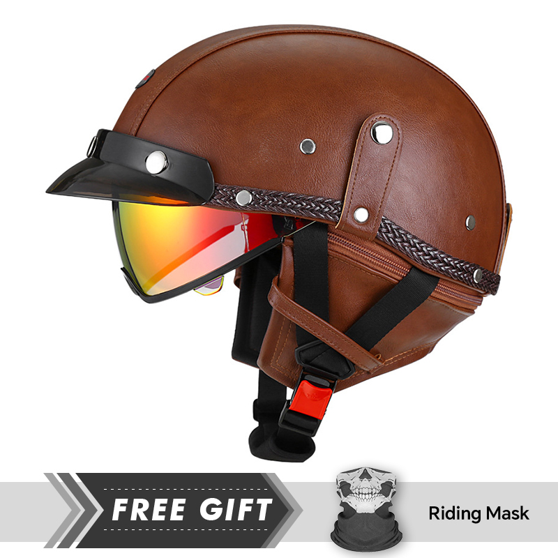 Adult Retro Half Face Helmet D - Motorcycle Gear In Store 评论和价格