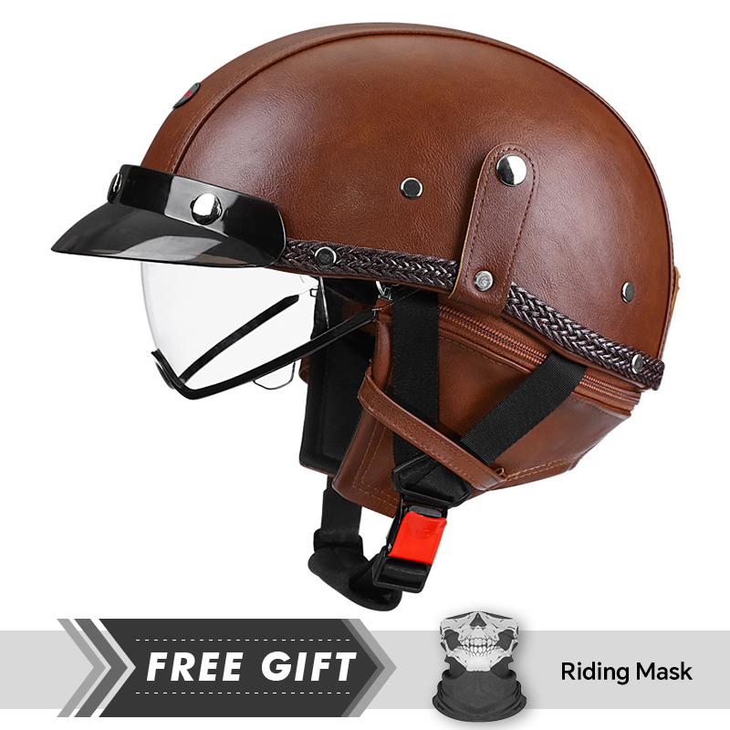 Adult Retro Half Face Helmet D - Motorcycle Gear In Store 评论和价格